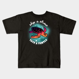 Skip Straw Save A Turtle Kids T-Shirt